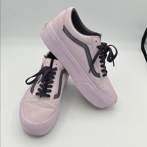 Vans Old Skool Stackform Suede Lavender Shoes Womens Size 9 Purple Laces EUC
